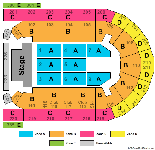 Mohegan Sun Arena at Casey Plaza TSO Zone Seating Chart